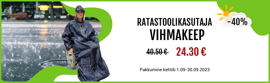 Septembris on ratastoolikasutaja vihmakeep tavahinnast 40% soodsam!